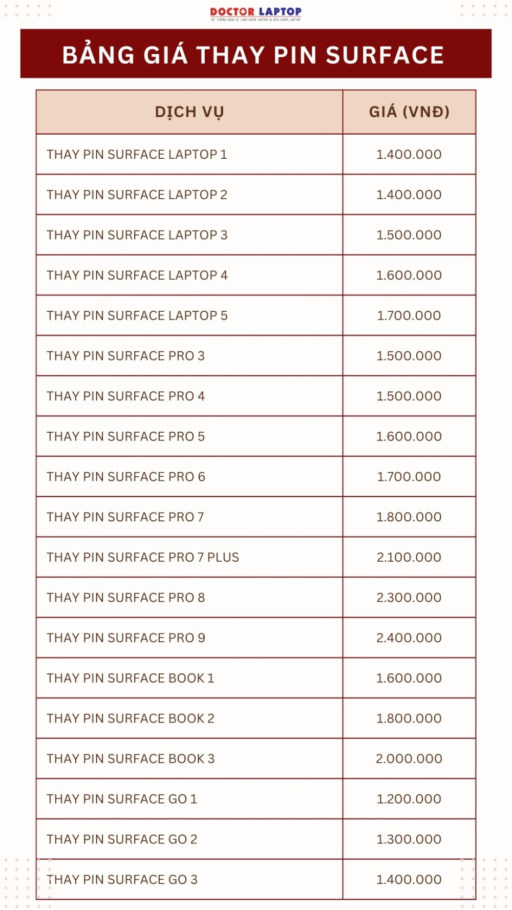 Thay pin surface chính hãng - 2