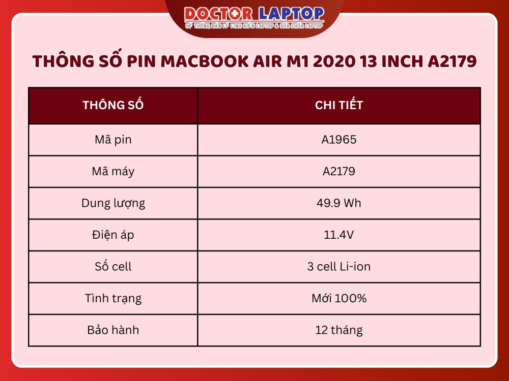 Pin macbook air m1 2020 13 inch a2179 - 2