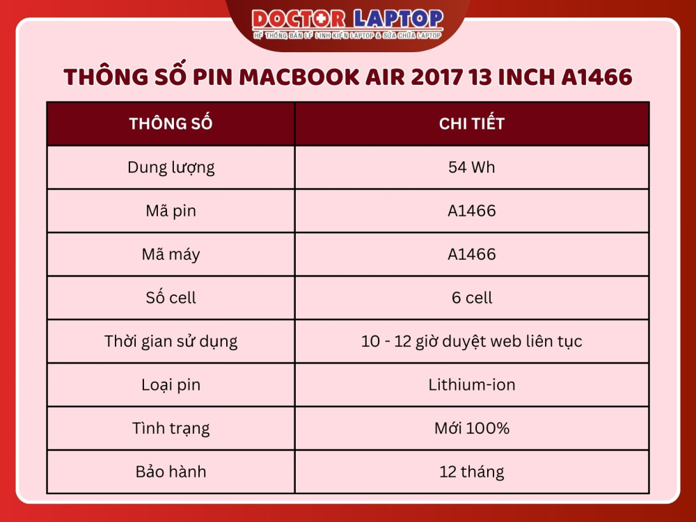 Pin macbook air 2017 13 inch a1466 - 3