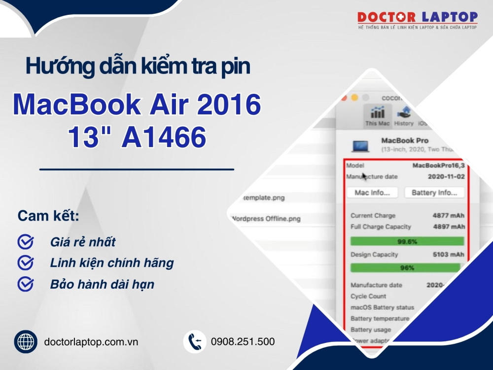 Pin macbook air 2016 13 inch a1466 - 4