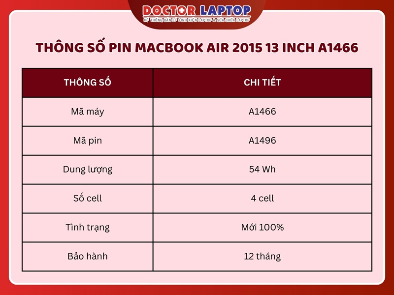 Pin macbook air 2015 13 inch a1466 - 2