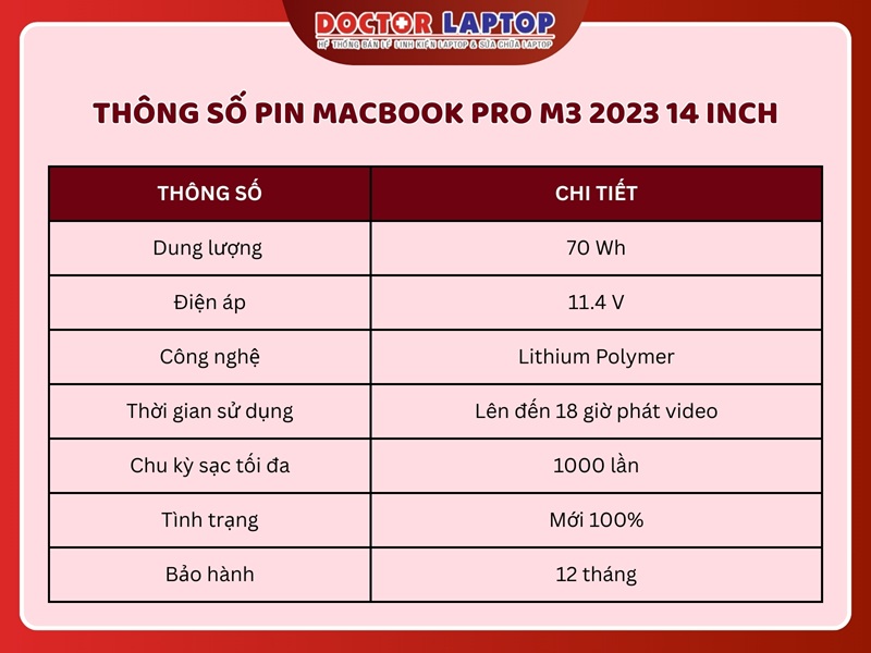Pin macbook pro m3 2023 14 inch - 2
