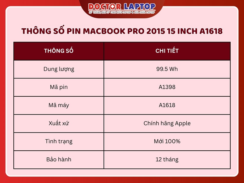 Pin macbook pro 2015 15 inch a1618 - 2