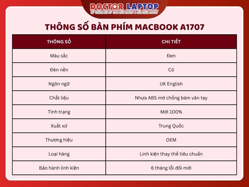 Bàn phím macbook a1707 - 1
