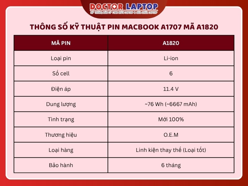 Pin macbook a1707 a1820 - 1