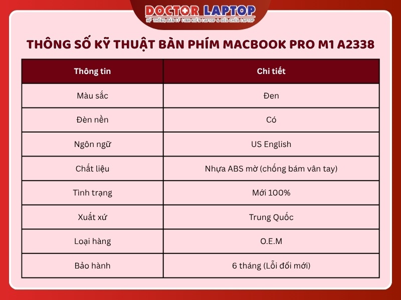 Bàn phím macbook pro m1 a2338 - 1