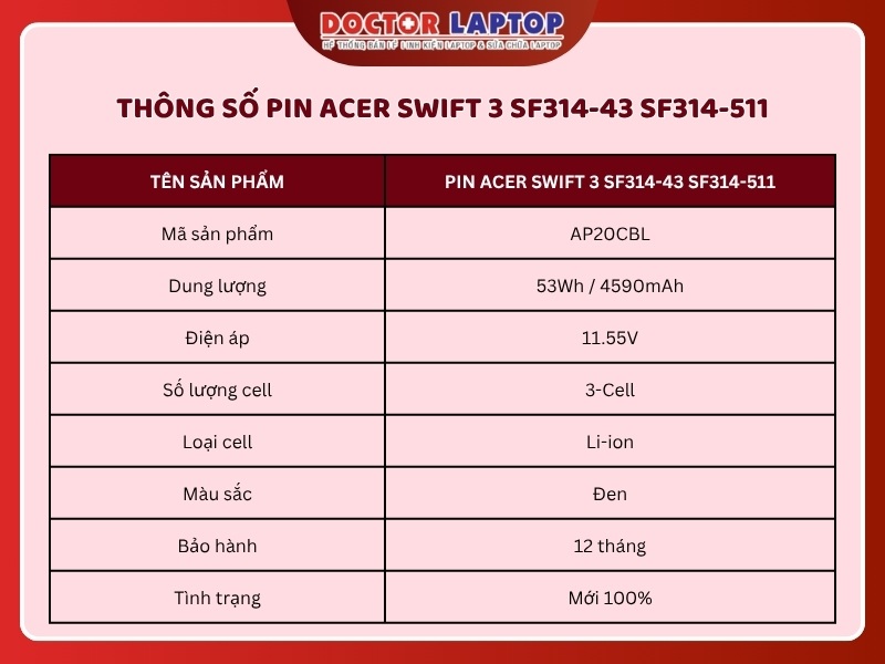 Pin acer swift 3 sf314-43 sf314-511 - 1
