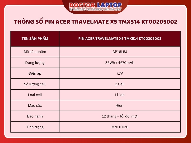 Pin acer travelmate x5 tmx514 kt00205002 - 1