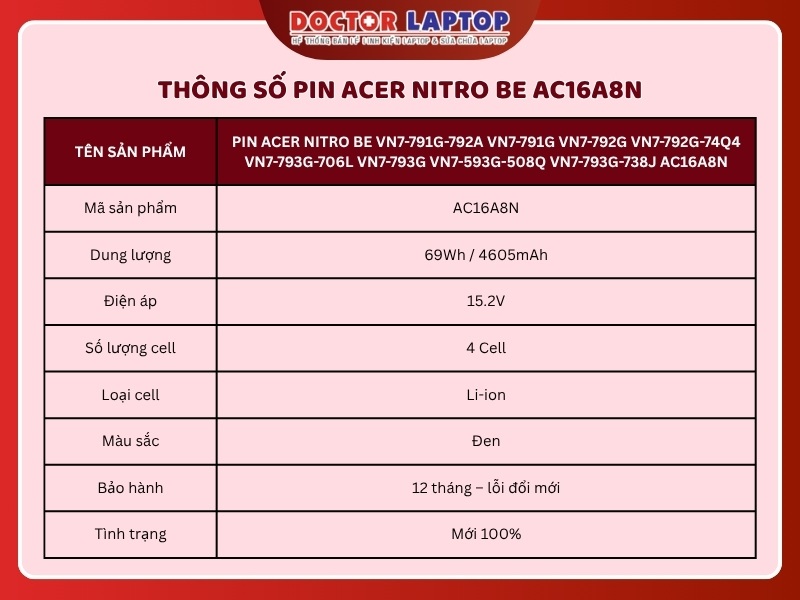 Pin acer nitro be vn7-791g-792a vn7-791g vn7-792g vn7-792g-74q4 vn7-793g-706l vn7-793g vn7-593g-508q vn7-793g-738j ac16a8n - 1