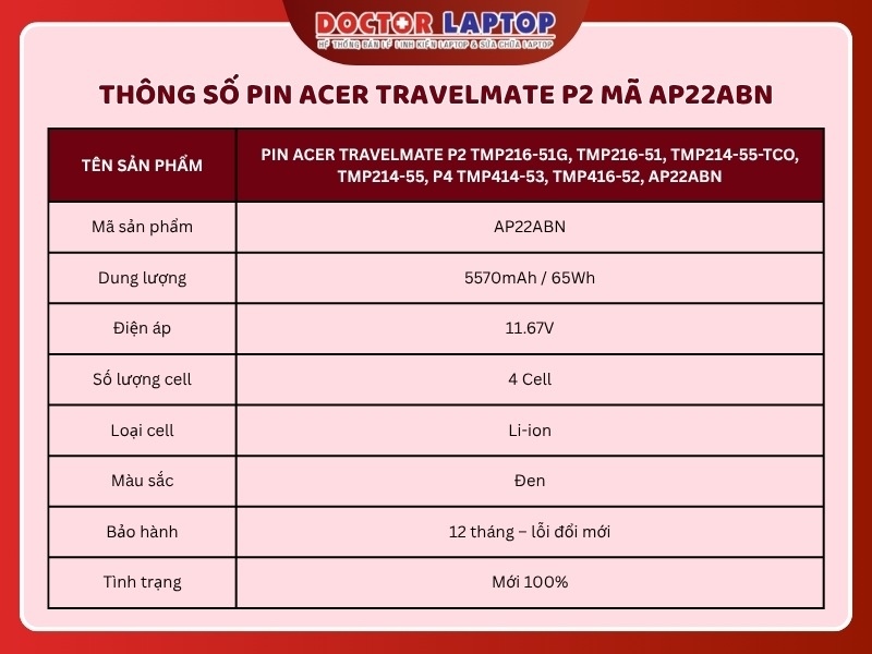 Pin acer travelmate p2 tmp216-51g tmp216-51 tmp214-55-tco tmp214-55 p4 tmp414-53 tmp416-52 ap22abn - 1