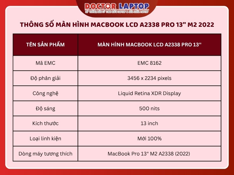 Màn hình macbook lcd a2338 pro 13 m1 2020 m2 2022 - 2