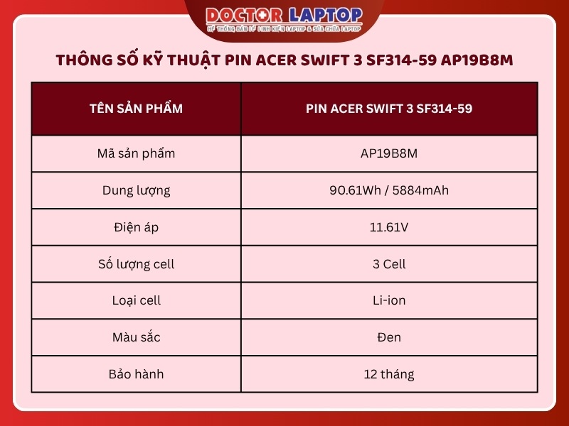 Pin acer swift 3 sf314-59 ap19b8m - 1