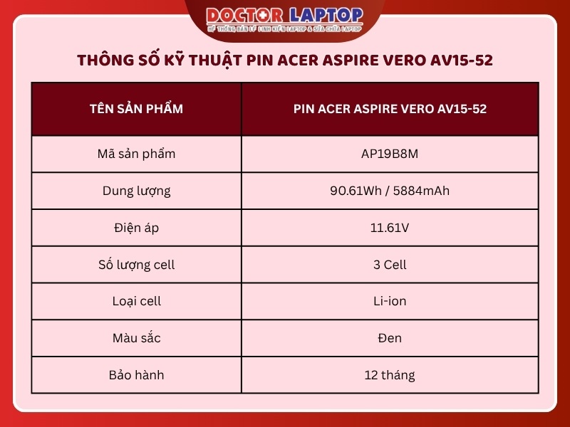 Pin acer aspire vero av15-52 - 1