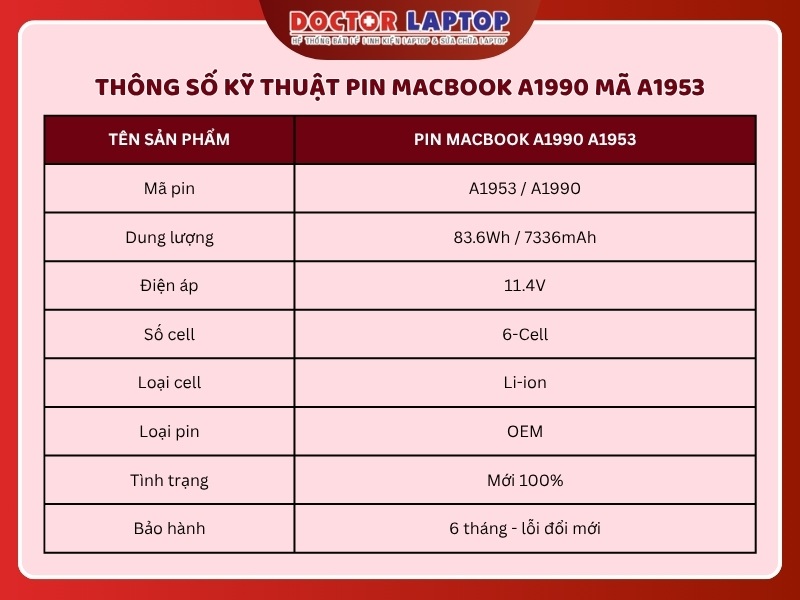 Pin macbook a1990 a1953 - 1