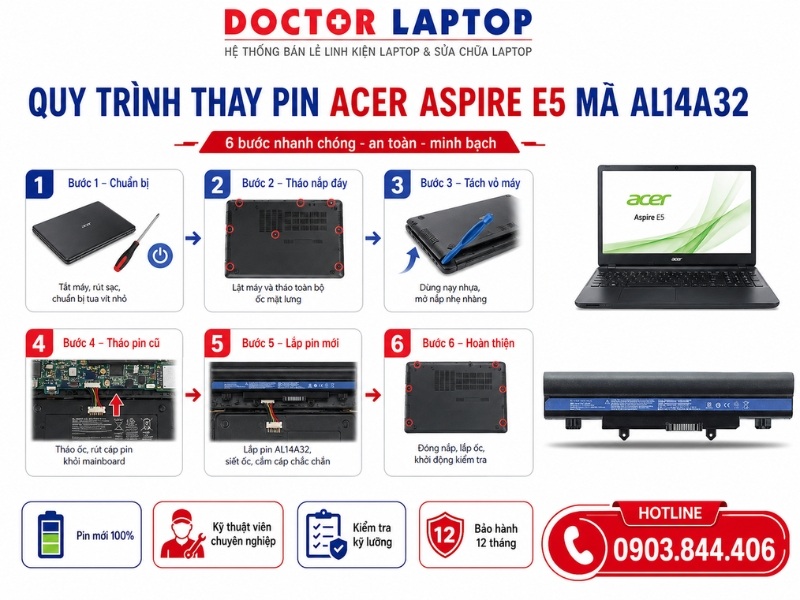 Pin laptop acer aspire e5-572g e5-421 e5-571 e5-411 e14 e15 al14a32 - 5