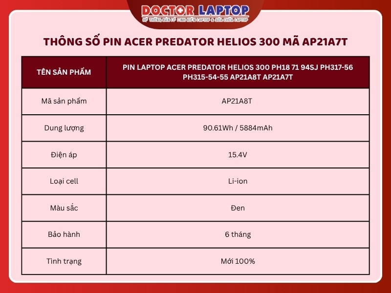 Pin laptop acer predator helios 300 ph18 71 94sj ph317-56 ph315-54-55 ap21a8t ap21a7t - 1
