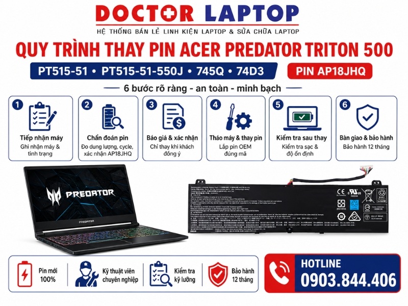 Pin laptop acer predator triton 500 pt515-51 pt515-51-550j 745q 74d3 ap18jhq - 5