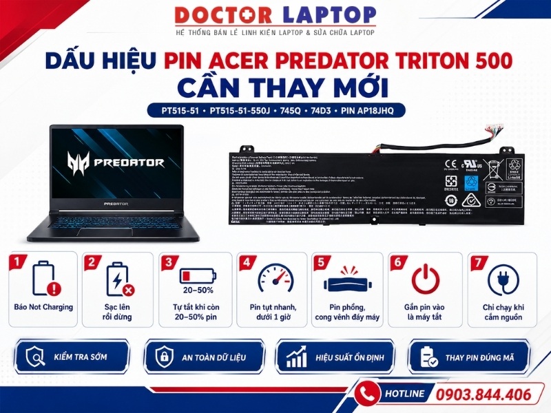 Pin laptop acer predator triton 500 pt515-51 pt515-51-550j 745q 74d3 ap18jhq - 2