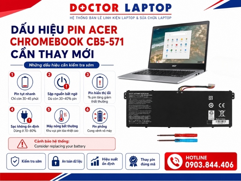Pin laptop acer chromebook cb5-571 - 2