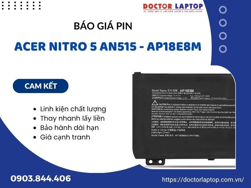 Pin laptop gaming acer nitro 5 an515-54 an517-51 an515-55 an515-52 an515-43 an515-44 an515-45 an517-52 ap18e8m - 2