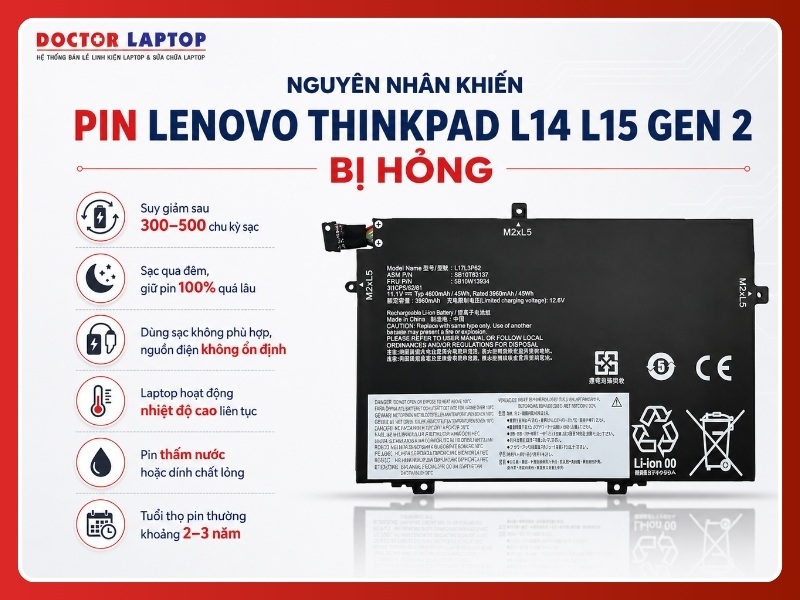 Pin laptop lenovo thinkpad l14 l15 gen 2 l17c3p52 - 4