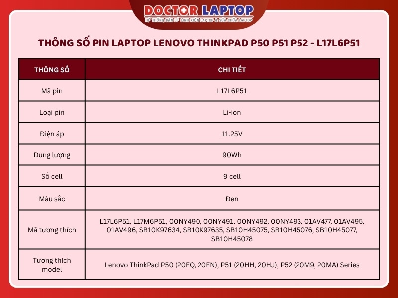 Pin laptop lenovo thinkpad p50 p51 p52 l17l6p51 - 2