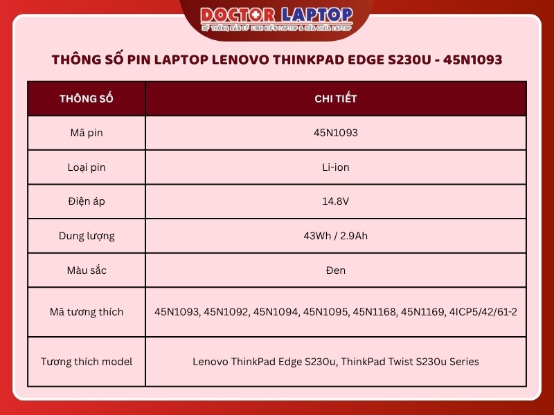 Pin laptop lenovo thinkpad edge s230u 45n1093 - 2