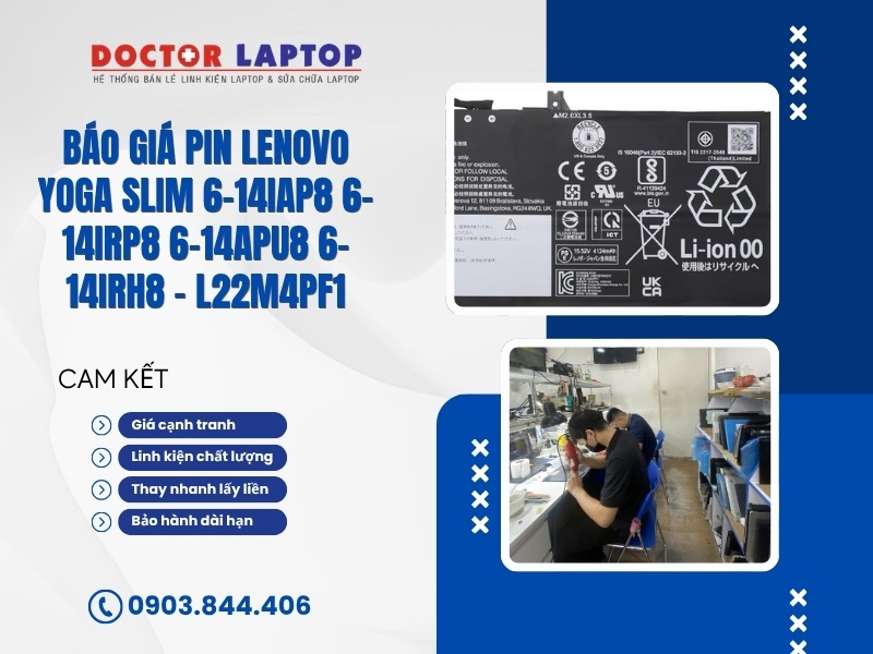 Pin laptop lenovo yoga slim 6-14iap8 6-14irp8 6-14apu8 6-14irh8 l22m4pf1 - 1