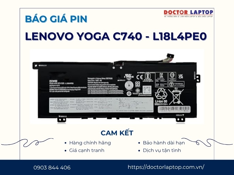 Pin laptop lenovo yoga c740-14iml c740-15iml c740-15 81td l18l4pe0 - 1