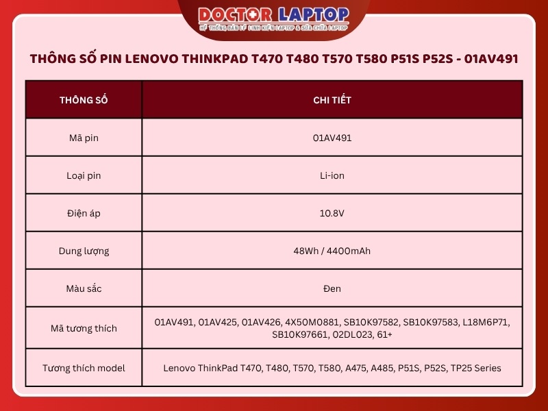 Pin laptop lenovo thinkpad t470 t480 t570 t580 p51s p52s 01av491 - 2