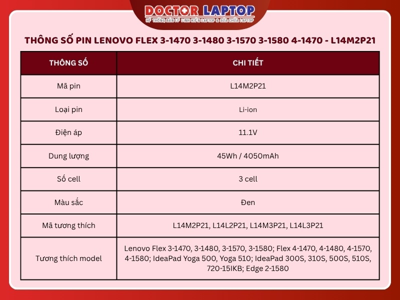 Pin lenovo flex 3-1470 3-1480 3-1570 3-1580 4-1470 l14m2p21 - 2