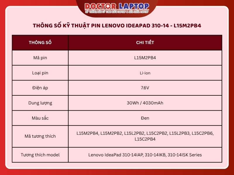 Pin lenovo ideapad 310-14iap 310-14ikb 310-14isk l15m2pb4 - 2