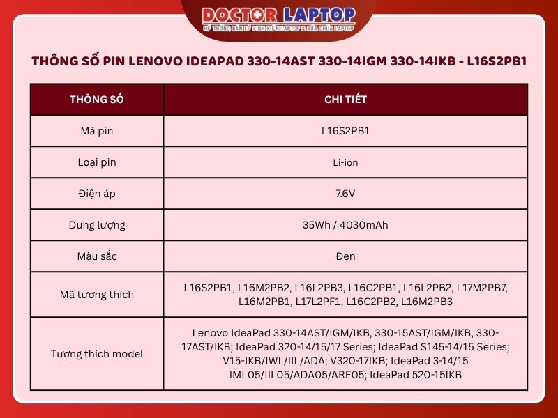 Pin lenovo ideapad 330-14ast 330-14igm 330-14ikb l16s2pb1 - 2