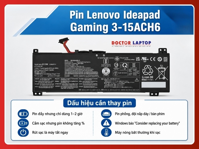 Pin lenovo ideapad gaming 3-15ach6 l20c4pc0 - 5