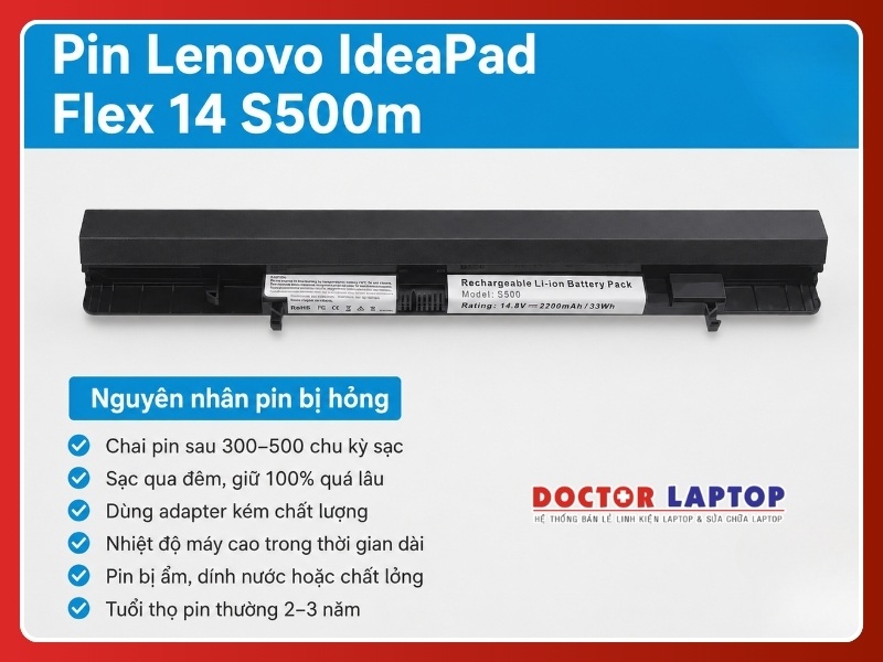 Pin lenovo ideapad flex 14 s500m l12l4k51 - 4