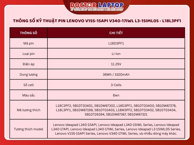 Pin lenovo v155-15api v340-17iwl l3-15iml05 l18l3pf1 - 2