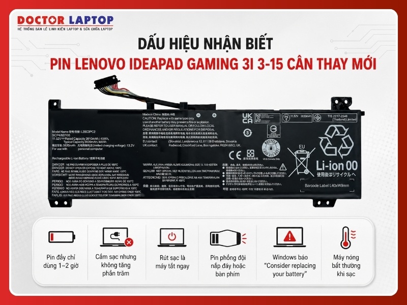 Pin lenovo ideapad gaming 3i 3-15ach6 3-15ihu6 5-15ith6h l20c3pc2 - 5