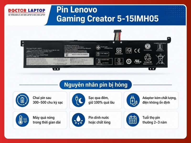 Pin lenovo gaming creator 5-15imh05 l19d3pf4 - 4