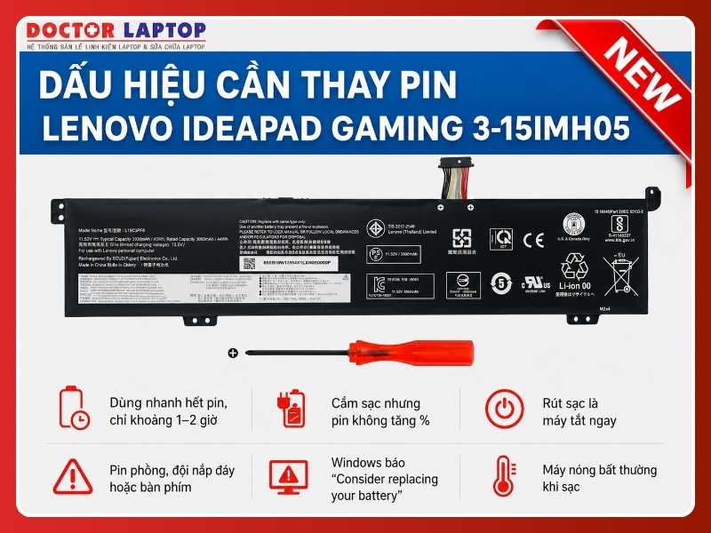 Pin lenovo ideapad gaming 3-15imh05 l19l3pf3 - 5