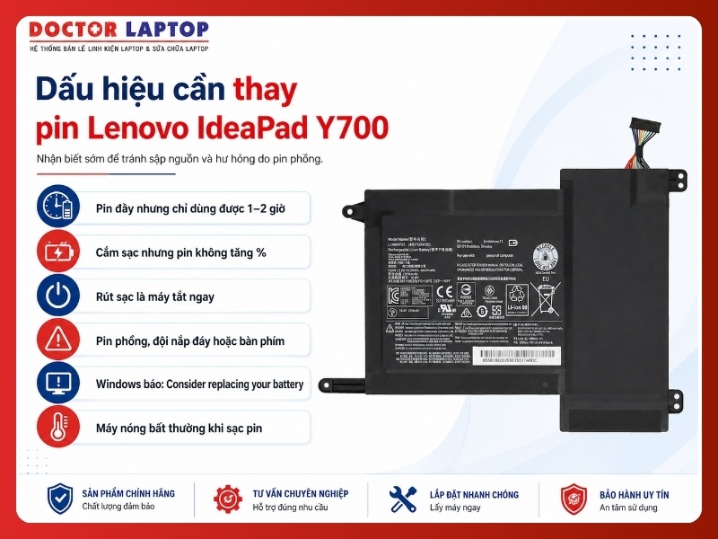 Pin lenovo ideapad y700 y700-ise y700-14isk y700-15isk y700-17isk y701 l14m4p23 - 5