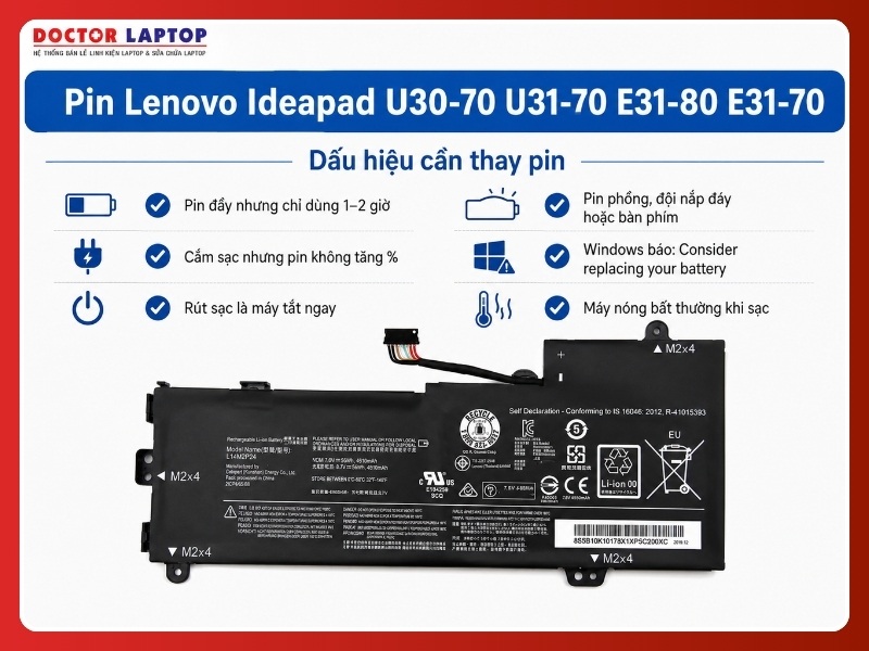 Pin lenovo ideapad u30-70 u31-70 e31-80 e31-70 l14m2p23 - 5