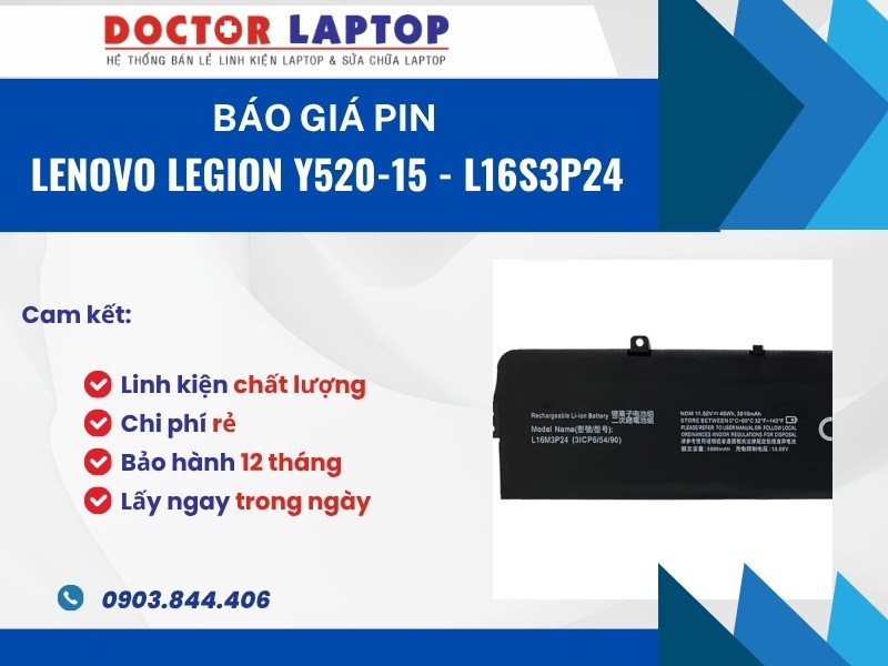 Pin lenovo legion y520-15ikba y520-15ikbm y520-15ikbn l16s3p24 - 1