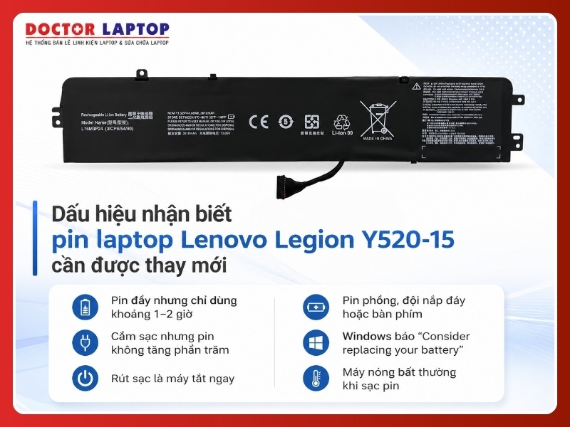 Pin lenovo legion y520-15ikba y520-15ikbm y520-15ikbn l16s3p24 - 5