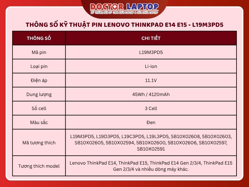 Pin lenovo thinkpad e14 e15 l19m3pd5 - 2
