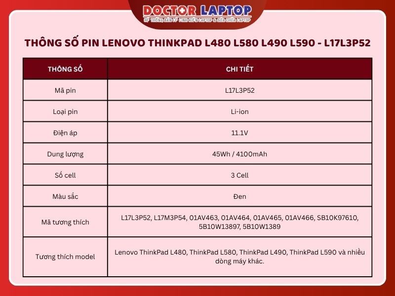 Pin lenovo thinkpad l480 l580 l490 l590 l17l3p52 - 2
