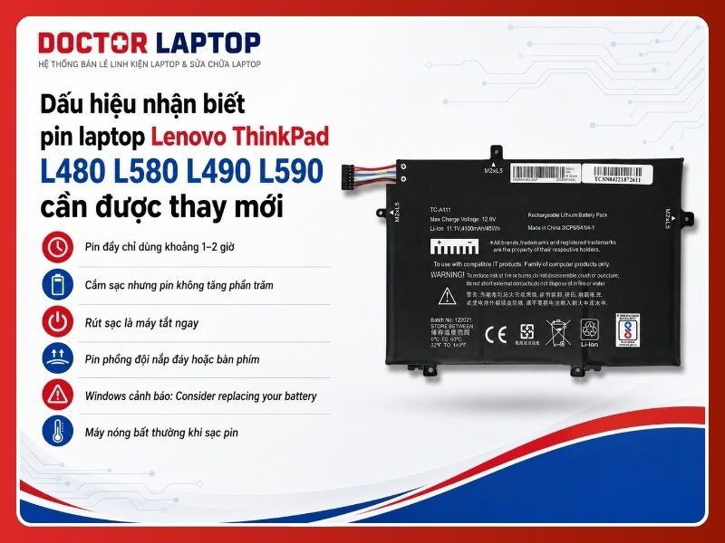 Pin lenovo thinkpad l480 l580 l490 l590 l17l3p52 - 5