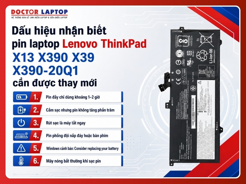 Pin lenovo thinkpad x13 x390 x39 x390-20q1 l18d6pd1 - 5