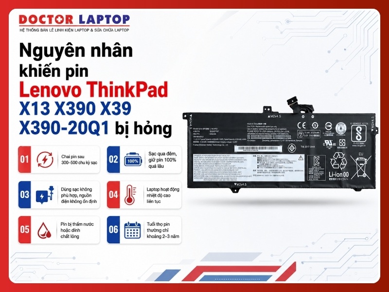Pin lenovo thinkpad x13 x390 x39 x390-20q1 l18d6pd1 - 4