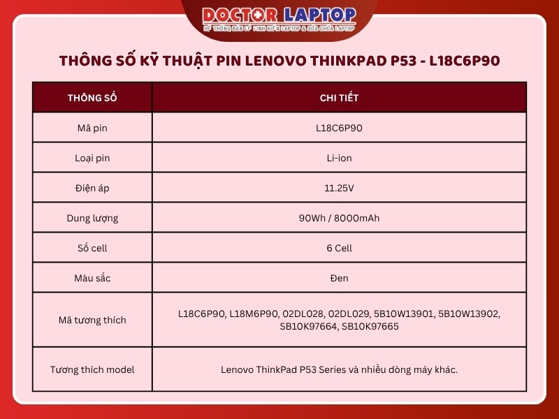 Pin lenovo thinkpad p53 l18c6p90 - 2