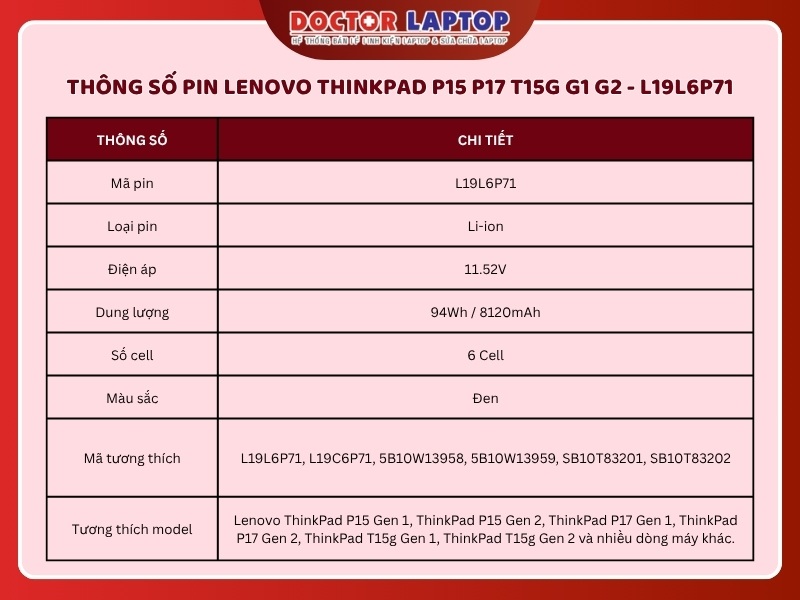 Pin lenovo thinkpad p15 p17 t15g g1 g2 l19l6p71 - 2